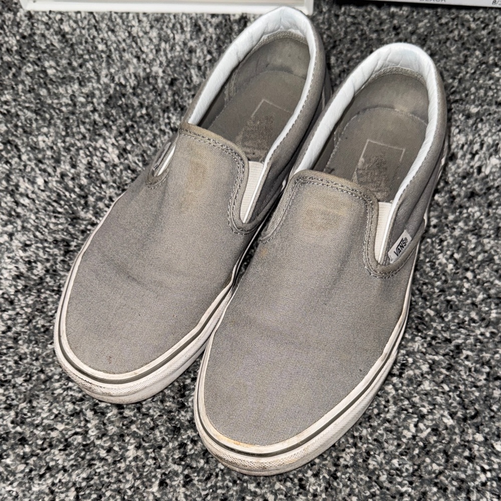Vans Gray Canvas Slip-On Loafers